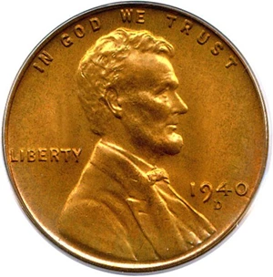 image for: 1940-D 1c PCGS MS66 RD