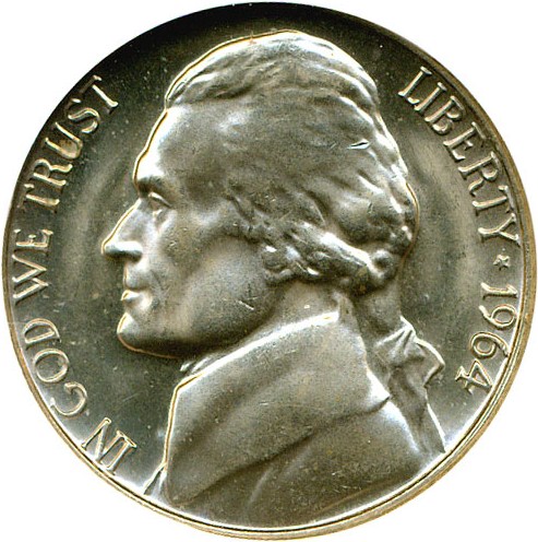 image for: 1964-D 5c ANACS MS65