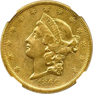 image for: 1861-S $20 NGC XF40