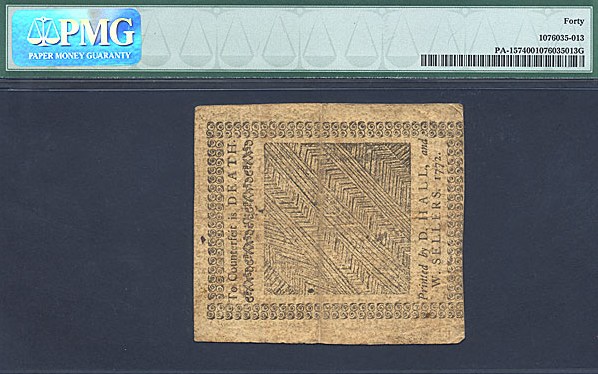 image for: Penn: 1772 2s/6d 3-Apr PMG XF40 (Fr.PA157)