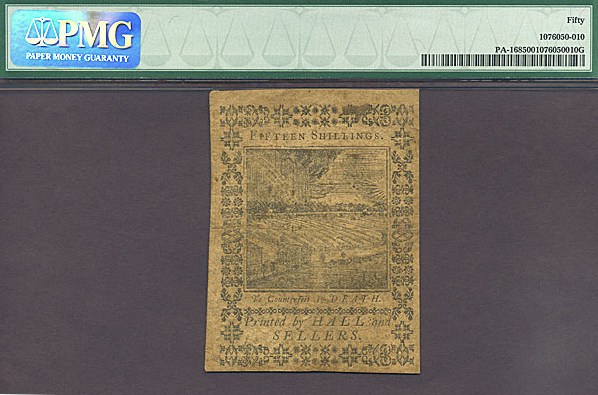 image for: Pennsylvania: Fr.PA168 1773 15s 1-Oct PMG AU50  [17875]