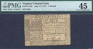 image for: Virginia: 1775 ?2 17-Jul PMG XF45 (Fr.VA78a)
