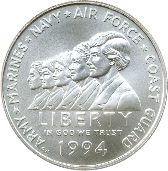 image for: 1994-W $1 PCGS MS70 (Women in the Military)