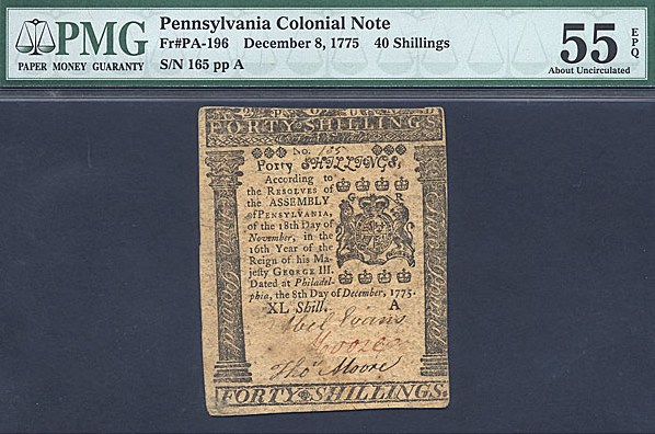 image for: Penn: 1775 40s 8-Dec PMG AU55 EPQ (Fr.PA196)