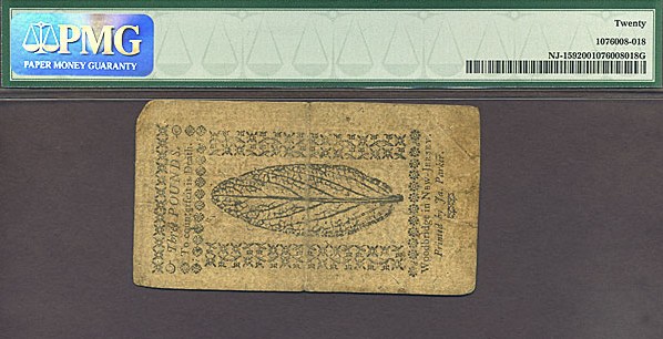 image for: New Jersey: 1763 ?3 31-Dec PMG VF20 (Fr.NJ159)