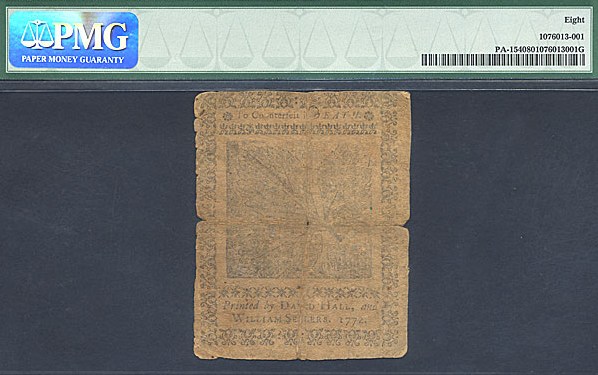 image for: Penn: 1772 1s 3-Apr PMG VG8 (Fr.PA154, John Morton Signature)