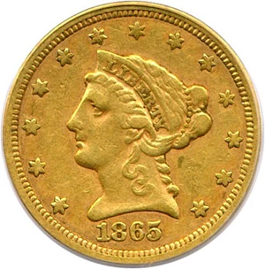 image for: 1865-S $2 1/2 PCGS VF30