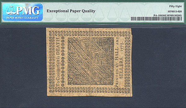 image for: Penn: 1775 2s/6d 25-Oct PMG AU58 EPQ (Fr.PA188)