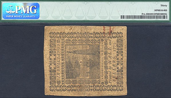 image for: Penn: 1773 6s 20-Mar PMG VF30 (Fr.PA160)