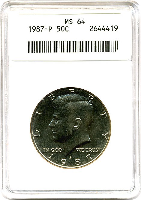 image for: 1987-P 50c ANACS MS64