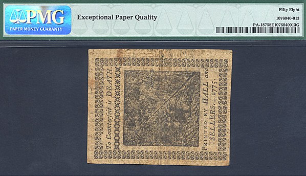 image for: Penn: 1775 18d 25-Oct PMG AU58 EPQ (Fr.PA187)