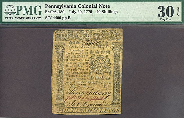 image for: Penn: 1775 40s 20-Jul PMG VF30 EPQ (Fr.PA180)