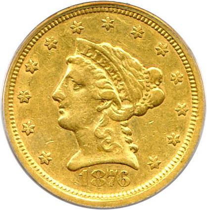 image for: 1876-S $2 1/2 PCGS XF45