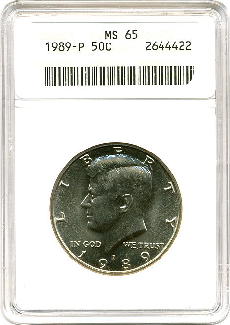 image for: 1989-P 50c ANACS MS65