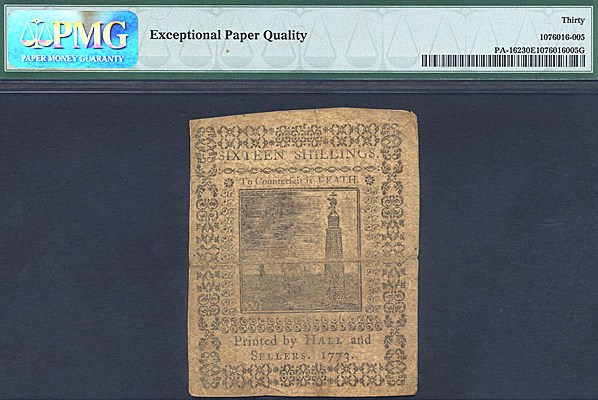 image for: Penn: 1773 16s 20-Mar PMG VF30 EPQ (Fr.PA162)