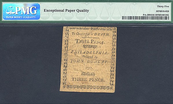 image for: Pennsylvania: Fr.PA209 1777 3d 10-Apr PMG VF35 EPQ [89875]