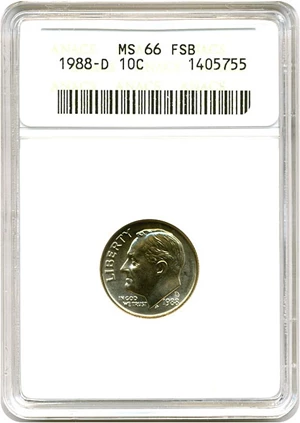 image for: 1988-D 10c ANACS MS66 FB