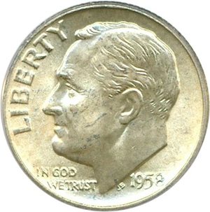 image for: 1958-D 10c ANACS MS66