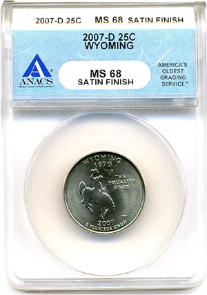 image for: 2007-D Wyoming 25c ANACS MS68 (Satin Finish)