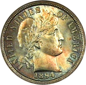 image for: 1894 10c NGC MS65 * Color *