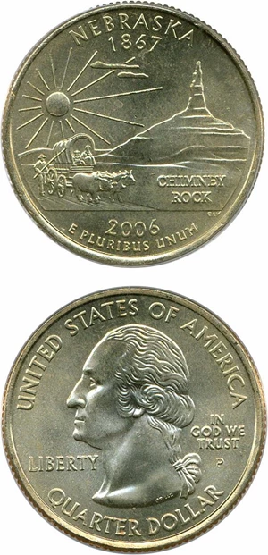 image for: 2006-P Nebraska 25c ANACS MS66