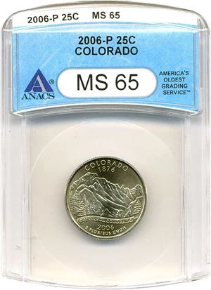 image for: 2006-P 25c ANACS MS65 (Colorado)