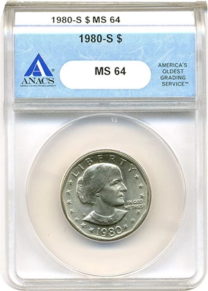image for: 1980-S Susan B. Anthony $1 ANACS MS64