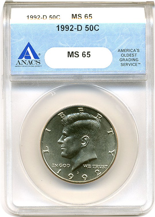 image for: 1992-D 50c ANACS MS65