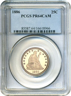 image for: 1886 25c PCGS Proof 64 Cameo