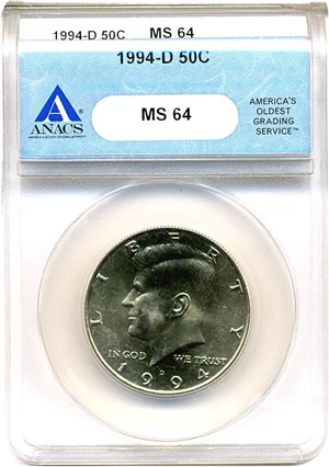 image for: 1994-D 50c ANACS MS64