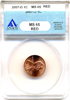 image for: 2007-D 1c ANACS MS65 RD
