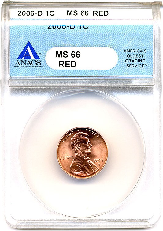 image for: 2006-D 1c ANACS MS66 RD