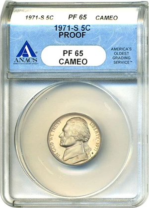 image for: 1971-S 5c ANACS Proof 65 Cameo