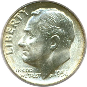 image for: 1956 10c PCGS MS66 ex: Omaha Bank Hoard