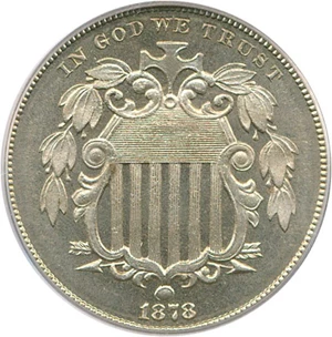 image for: 1878 5c PCGS/CAC Proof 65