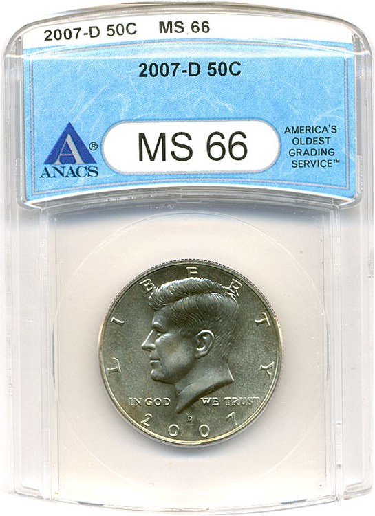 image for: 2007-D 50c ANACS MS66