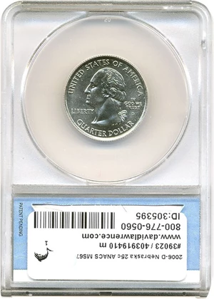 image for: 2006-D 25c ANACS MS67 (Nebraska)