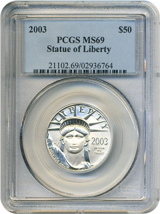 image for: 2003 Platinum Eagle $50 PCGS MS69