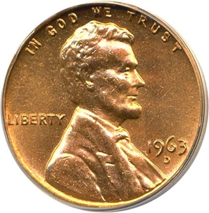 image for: 1963-D 1c ANACS MS64 RD