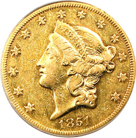 image for: 1851-O $20 PCGS XF45