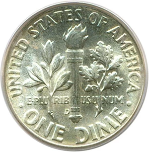 image for: 1960-D 10c PCGS MS66