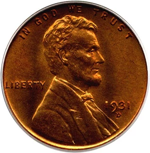 image for: 1931-D 1c PCGS MS64 RD OGH