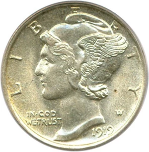 image for: 1919-D 10c PCGS MS63 FB