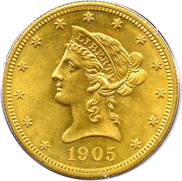 image for: 1905 $10 PCGS/CAC AU58 OGH