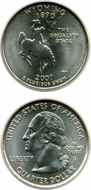 image for: 2007-D Wyoming 25c ANACS MS68 (Satin Finish)
