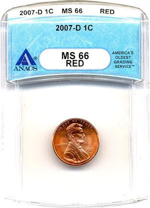 image for: 2007-D 1c ANACS MS66 RD