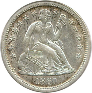 image for: 1860-S 10c PCGS/CAC AU50