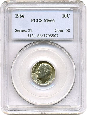 image for: 1966 10c PCGS MS66