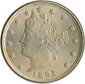 image for: 1893 5c PCGS/CAC MS63 OGH