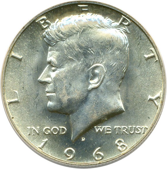 image for: 1968-D 50c ANACS AU58